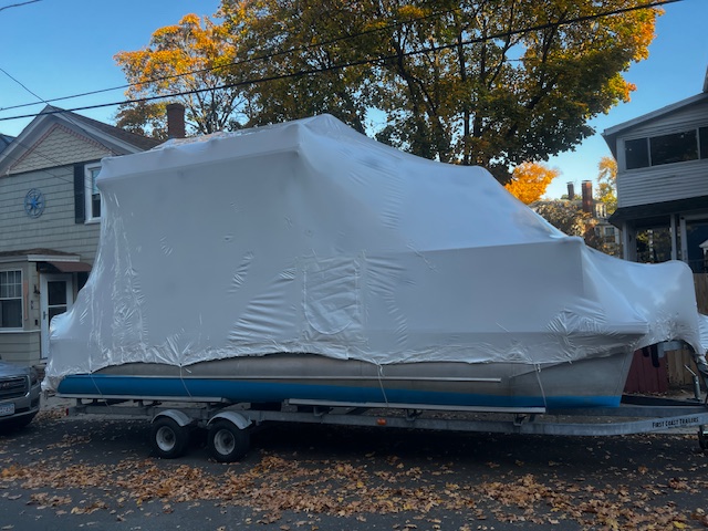 Shrink-Wrapped Pontoon Boat